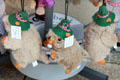 Stuffed animals in shop window in traditional Bavarian dress. Füssen, Germany.