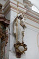 Statue of St Thomas, Apostle, with a pike at St Aegidius parish church. Gmund am Tegernsee, Germany