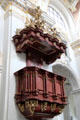 Ornate pulpit in St Lorenz Basilica. Kempten, Germany.