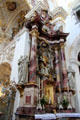 Ornate gilt & marble baroque altar in St Lorenz Basilica. Kempten, Germany.