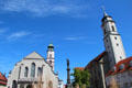 St. Stephan's Church & Notre Dame Cathedral on Market Square. Lindau im Bodensee, Germany.