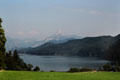 Alps viewed from shore of Lake Constance. Lindau im Bodensee, Germany.