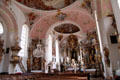Baroque nave of St Peter & Paul church with frescoes by Matthäus Günter or Franz Zwinck. Oberammergau, Germany.