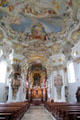 Baroque nave & high altar at Wieskirche. Steingaden, Germany.