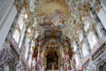 Baroque nave with freeform windows at Wieskirche. Steingaden, Germany.