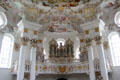 Baroque organ loft at Wieskirche. Steingaden, Germany.