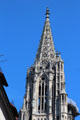 Pierced masonry of spire of Ulm Münster. Ulm, Germany.