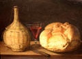 Still life with flask, goblet & bread painting by Sebastian Stoskopf at Museum of Bread and Art. Ulm, Germany.