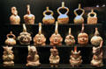 Moche ceramic portrait vessels from Peru at Museum of America. Madrid, Spain.