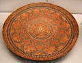 Chumash culture woven tray with zigzag pattern from California at Museum of America. Madrid, Spain.