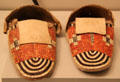 North of Praderas culture porcupine quill decorated moccasins from North America at Museum of America. Madrid, Spain.