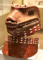 Tlingit culture carved wooden seal head helmet & collar from Northwest Coast America at Museum of America. Madrid, Spain.