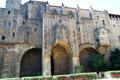 Barcelona city walls built atop Roman Wall in Berenguer Square. Barcelona, Spain.