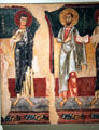 Fresco Apostles Sts Thomas & Paul from church of Santa Maria del castell d'Orcau at Museu Nacional d'Art de Catalunya. Barcelona, Spain.
