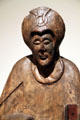 Wood carving of figure from church of Nativity of Mary of Durro at Museu Nacional d'Art de Catalunya. Barcelona, Spain.