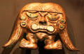 Gold & copper alloy mask from Mochica Culture, Peru at Barbier Mueller Precolumbian Art Museum. Barcelona, Spain