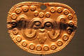 Gold nose ring from Mochica Culture, Peru at Barbier Mueller Precolumbian Art Museum. Barcelona, Spain.