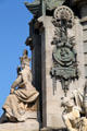 Spanish Queen plus details of Columbus Monument. Barcelona, Spain.