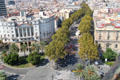 La Rambla seen with Naval building from Columbus Monument observation platform. Barcelona, Spain.