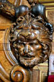 Detail of carved head on doorway to François I gallery at Fontainbleau Palace. Fontainbleau, France.