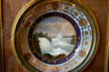 Plate with painting of Niagara Falls in porcelain display of Fontainbleau Palace. Fontainbleau, France.