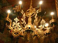 Chandelier with jousting knight in Haut Koenigsbourg. France.