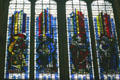 Modern stained-glass of saints Joachim, Trudo of Metz, Aldric of Metz & Joseph in Cathedral. Metz, France.
