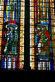 Modern stained-glass of saints Louise de Marillac & Clotilde in Cathedral. Metz, France.