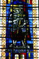 Modern stained-glass of St Joan of Arc in Cathedral. Metz, France.
