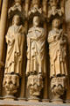 Apostles Matthew, Philip & Peter at central door of Cathedral. Metz, France.