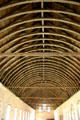 Boat hull chestnut ceiling of dormitory in Fontenay Abbey. Fontenay, France.