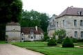 Overview of Fontenay Abbey with Dovecote & Abbatial lodge. Fontenay, France.