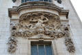 Carving on clock tower facade of Gare de Lyon. Paris, France.