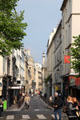 Rue des Francs Bourgeois streetscape in le Marais. Paris, France.