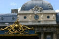 Square dome of Palais de Justice behind royal gates. Paris, France.