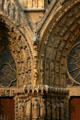 Portal carvings on Cathedral facade. Reims, France.