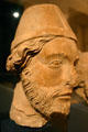 Sculpted head of a Pope from rubble of Cathedral destroyed in WWI now in Tau Palace. Reims, France.