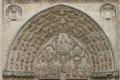 Gothic tympanum of St. Stephen's Cathedral. Sens, France.