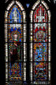 Stained glass portraits of kings in Cathedral. Strasbourg, France.
