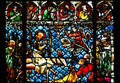 Stained glass entry of Christ into Jerusalem in Cathedral. Strasbourg, France.