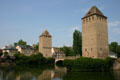 Ponts Couverts chain of Medieval towers guard canal. Strasbourg, France.