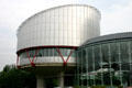 Round pod of European Court of Human Rights. Strasbourg, France.