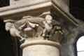 Angels carved on column capital at St-Julien-le-Pauvre Church. Paris, France.