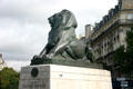Lion monument to National Defense of France 1870-1871 near National Observatory. Paris, France.