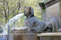 Sphinx spouting water from Fontaine du Palmier at Place du Châtelet. Paris, France