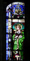 St John Evangelist stained glass at St Eustache Les Halles. Paris, France.