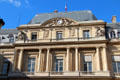 Central clock facade at Palais Royale built for Cardinal Richelieu. Paris, France.