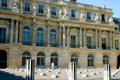 Daniel Buren's Columns art installation in before central section of Palais Royale. Paris, France.
