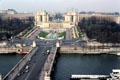 Palais de Chaillot built for 1937 Paris Exposition seen from Eiffel Tower. Paris, France.