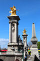 Sculptors involved for Alexandre III bridge include Jules Dalou, Emmanuel Frémiet, & Pierre Granet. Paris, France.